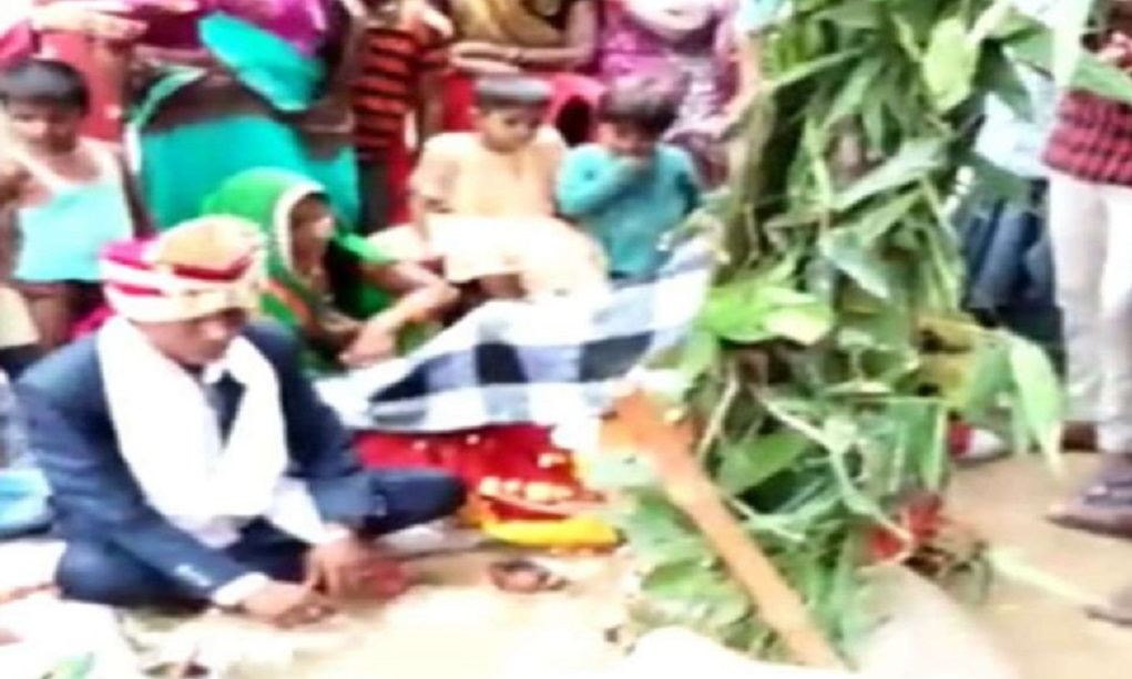 पिता का मन रखने के लिए बेटे ने की लकड़ी के पुतले शादी